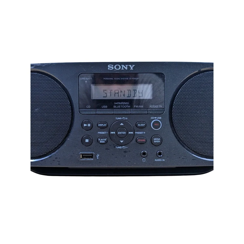 Sony CD Boombox Personal Audio System ZS-RS60BT Black Bluetooth USB FM/AM Radio